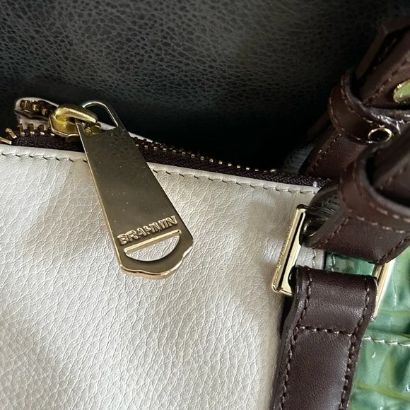 Brahmin Green and White Tote with Elegant Design - Picture 6 of 12